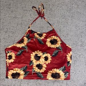 Sunflower halter crop top